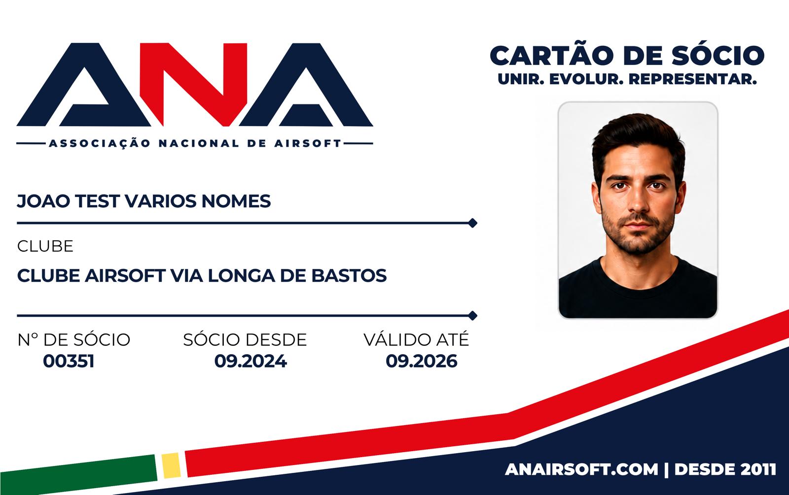 Exemplo da frente do cartão de sócio da ANA